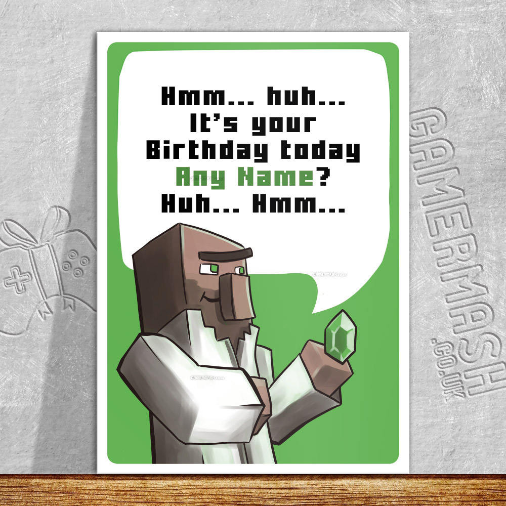 Minecraft Birthday Cards
 PERSONALISED BIRTHDAY CARD Villager Speech Minecraft