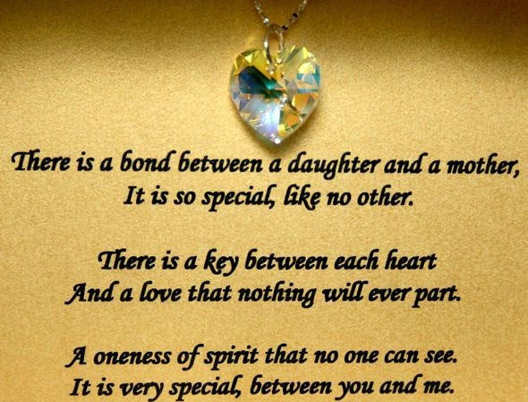 Mother And Daughter Bond Quotes
 Poem for Mother Daughter Bond on Card with 18mm crystal heart