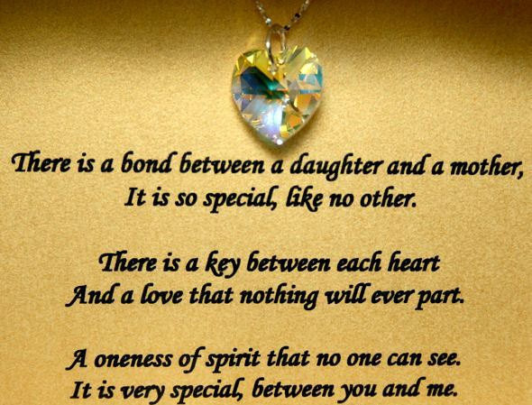 Mother And Daughter Bonding Quotes
 Poem for Mother Daughter Bond on Card with 18mm crystal heart