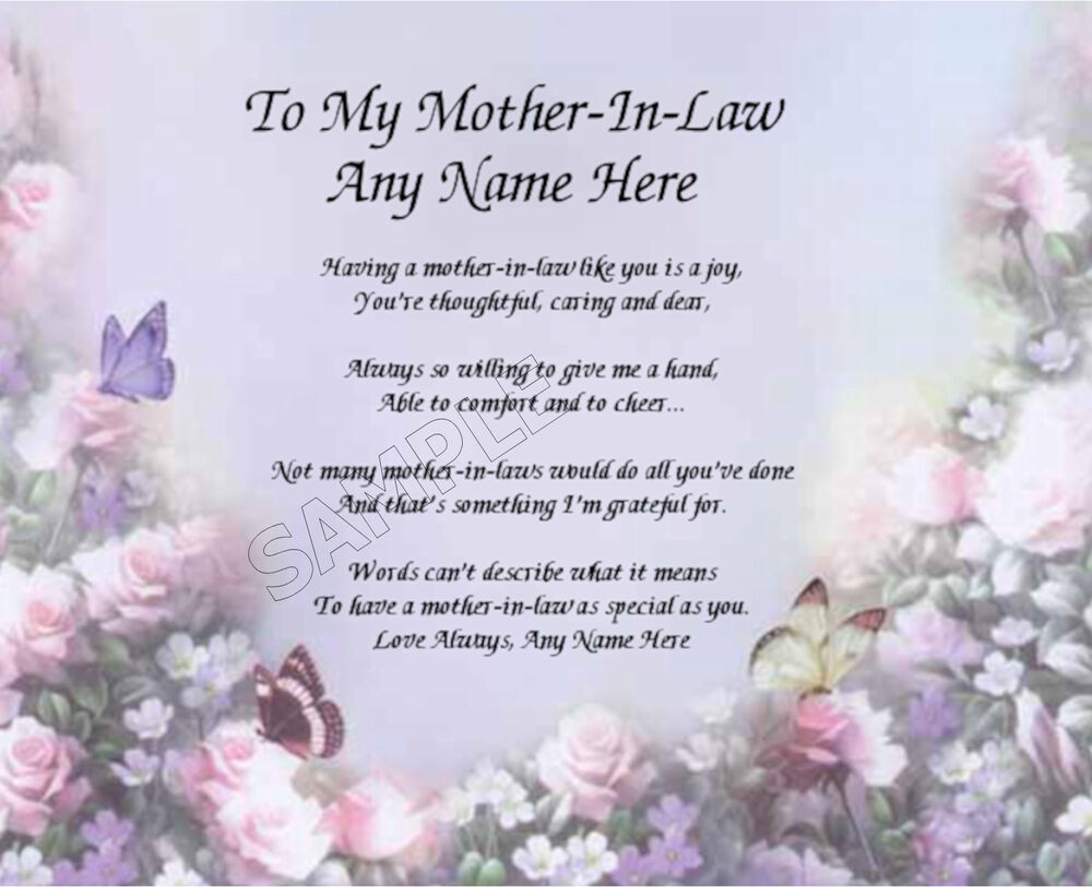 Mother In Law Gift Ideas For Mother'S Day
 TO MY MOTHER IN LAW PERSONALIZED ART POEM MEMORY BIRTHDAY
