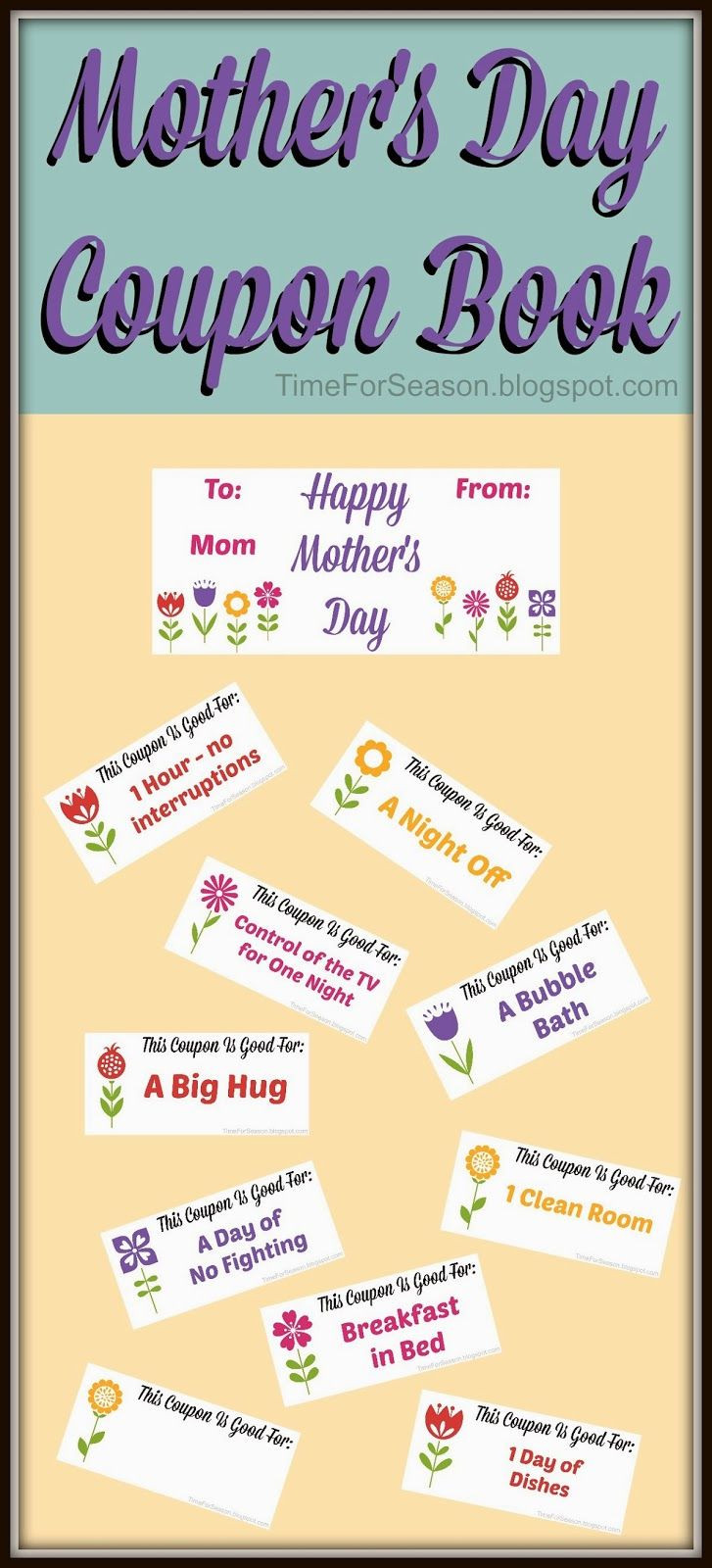 Mother's Day Coupon Book Ideas
 Free Mothers Day Coupon Book Printable mom t for mother