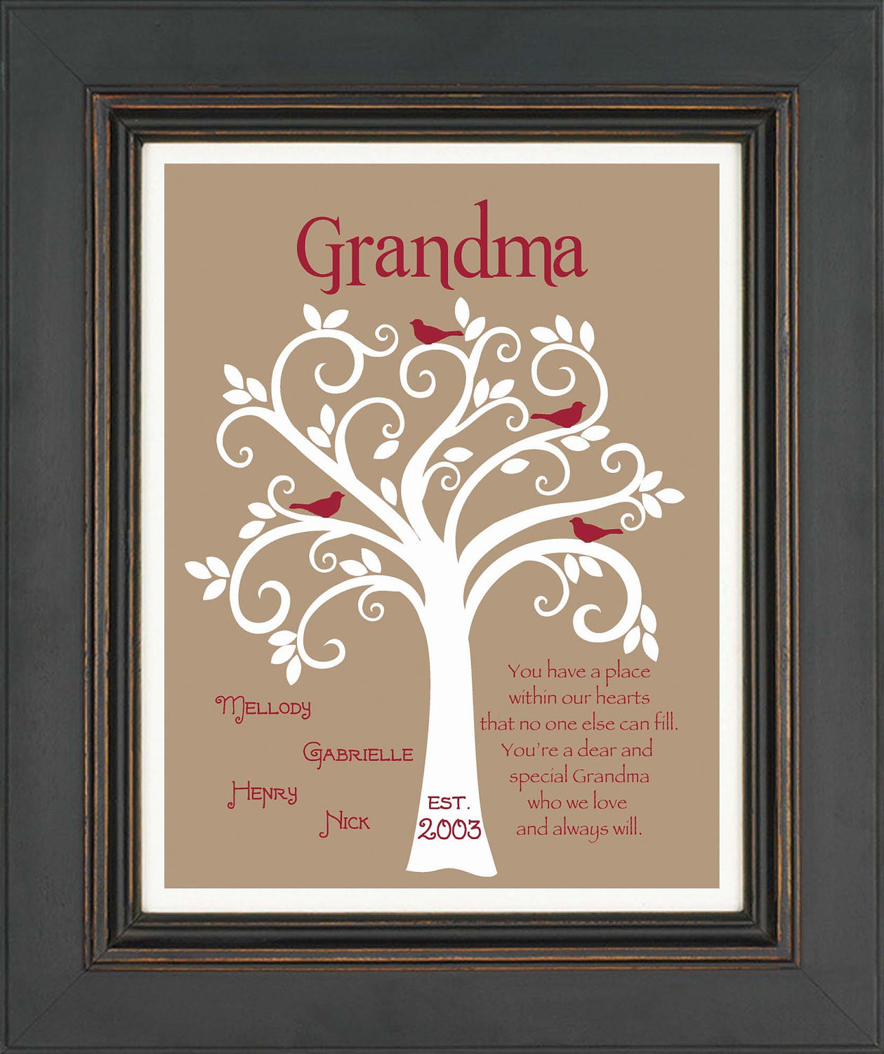 Mother'S Day Gift Ideas For Grandmother
 Grandma Gift Family Tree 8x10 Custom Print Personalized