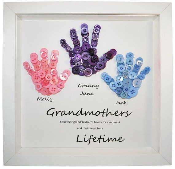 Mother'S Day Gift Ideas For Grandmother
 Grandmother Gift Button Art Button Handprints Mother s