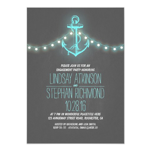 Nautical Engagement Party Ideas
 chalkboard nautical engagement party invitation