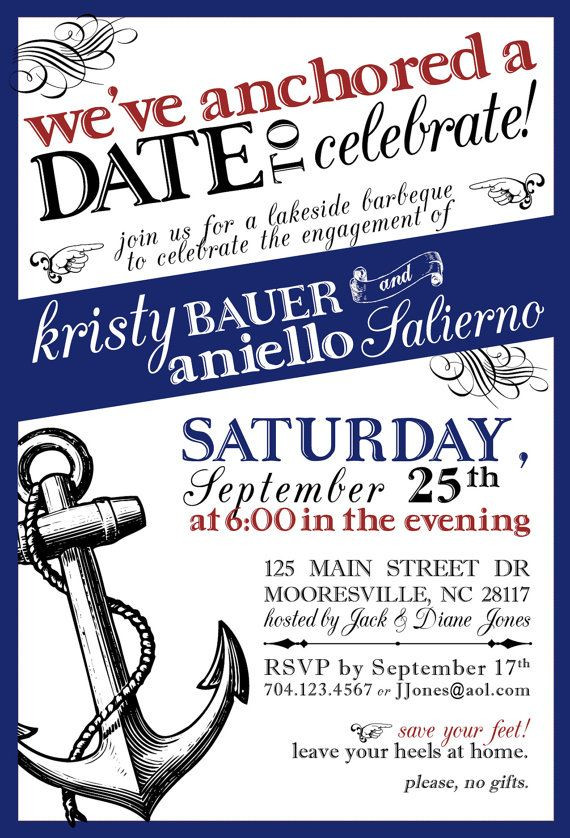 Nautical Engagement Party Ideas
 Nautical Save the Date engagement party announcement