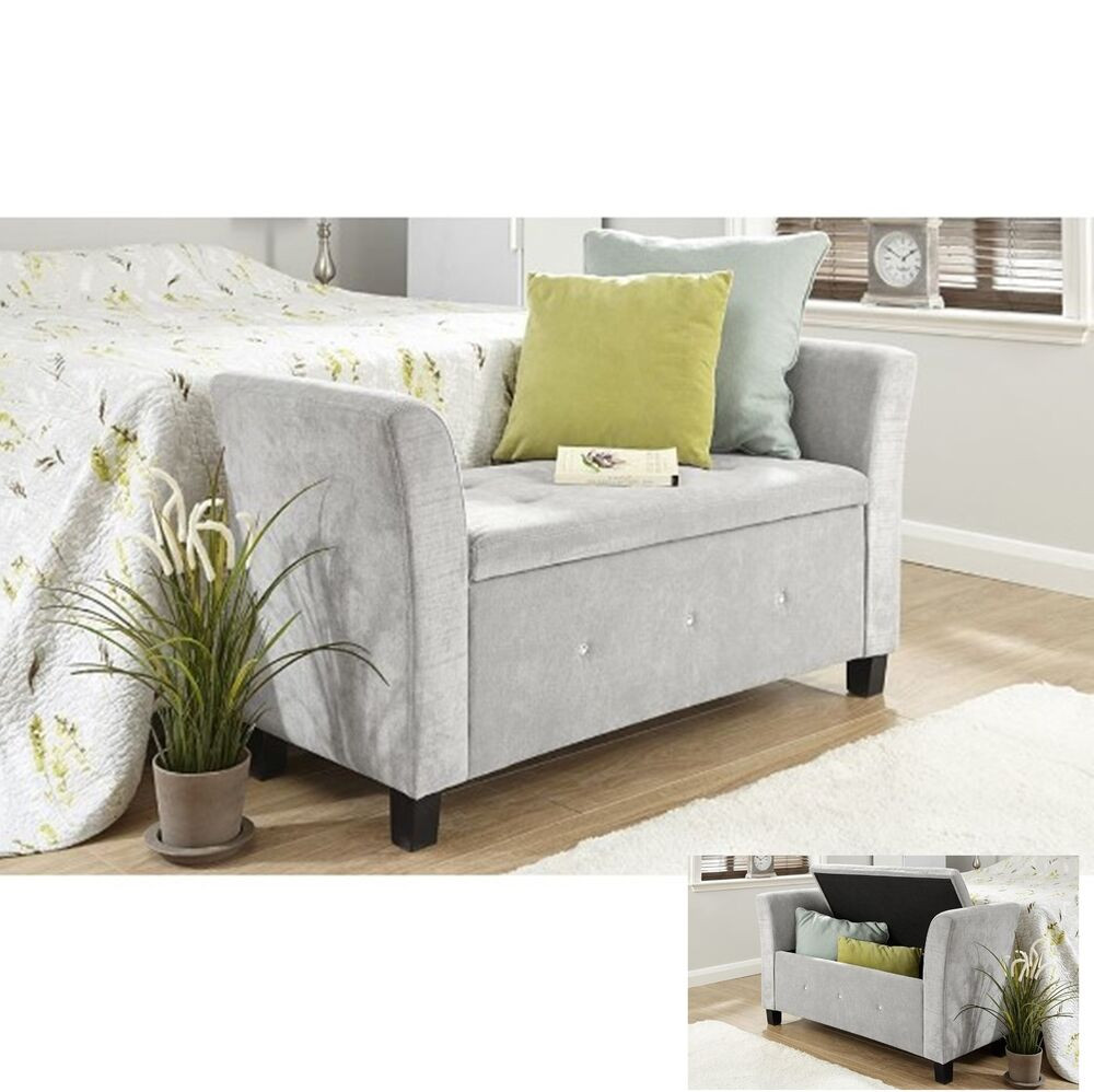 Ottoman Storage Bedroom
 Fabric Storage Bench Chaise Longue Deluxe Stool Bedroom