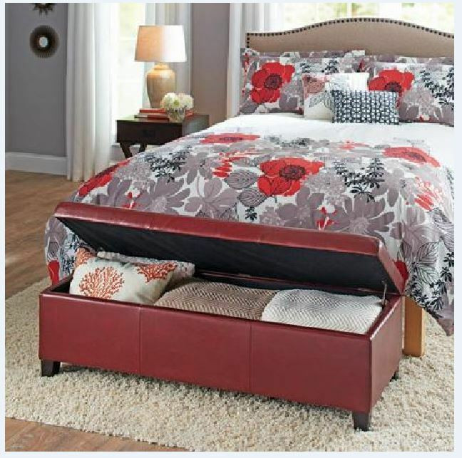 Ottoman Storage Bedroom
 Upholstered Storage Ottoman Red Sitting Bench Coffee Table