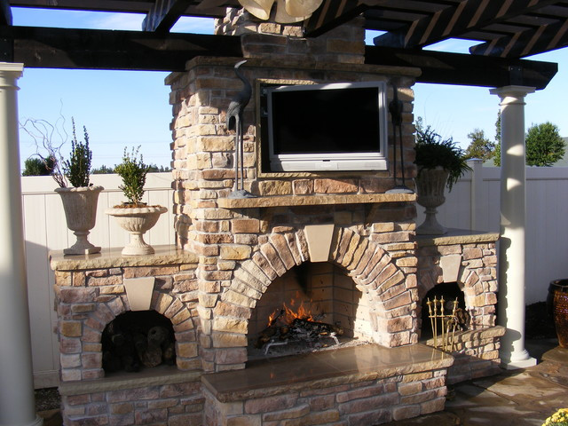 Outdoor Kitchen Fireplace
 Custom Outdoor Kitchen and Fireplace Traditional Patio