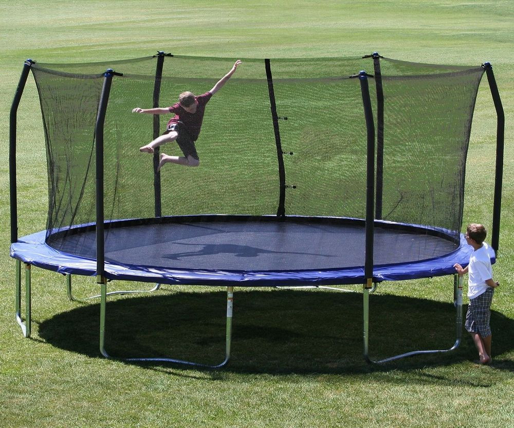 Outdoor Trampoline For Kids
 Blue Oval Trampoline Safety Enclosure Exercise Net