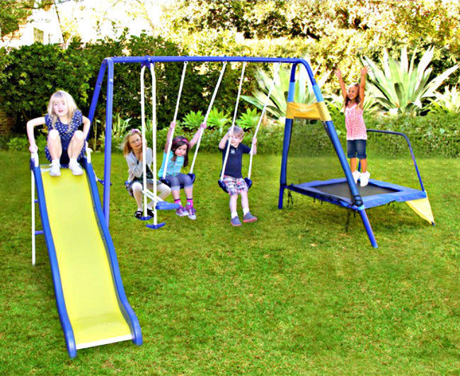 Outdoor Trampoline For Kids
 Kids Slide & Swing Set & Trampoline Outdoor Play Ground