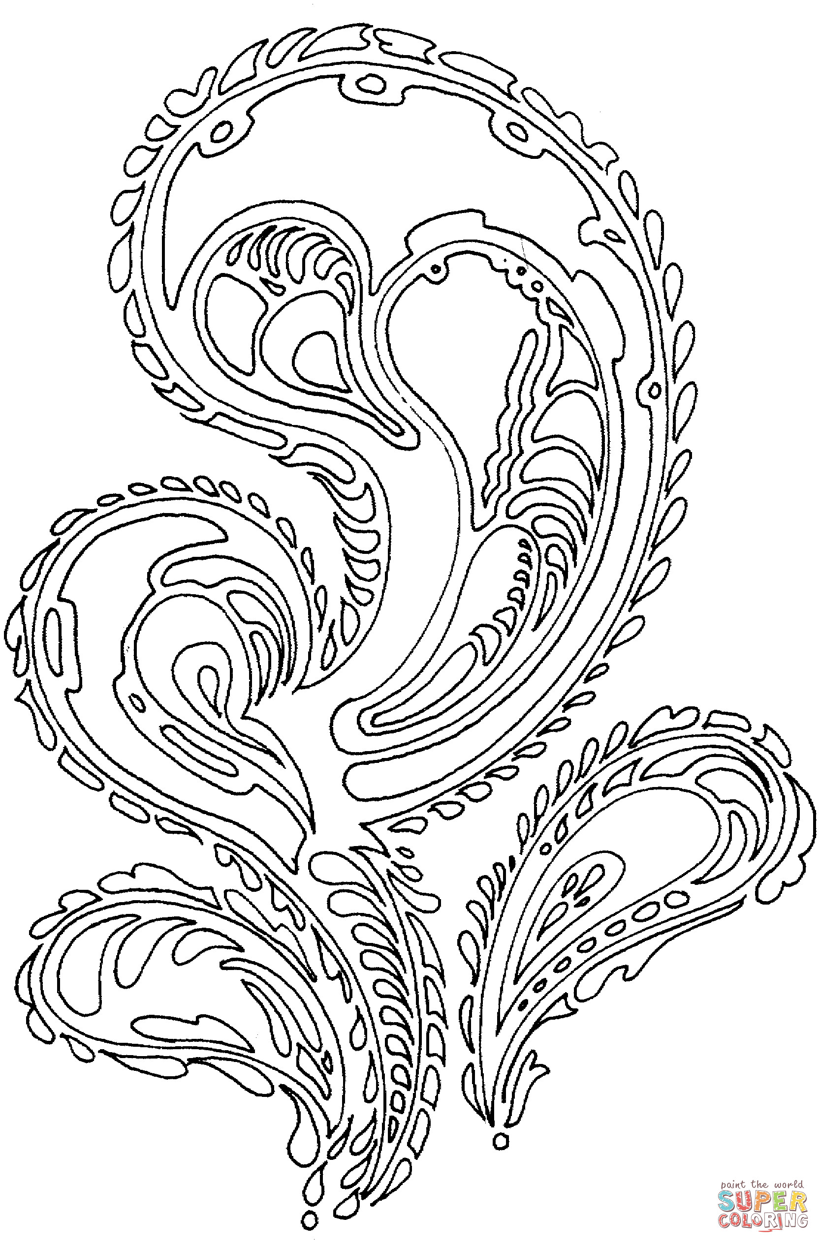 Paisley Printable Coloring Pages
 Paisley Peacock Coloring Pages For Adults Printable Sketch
