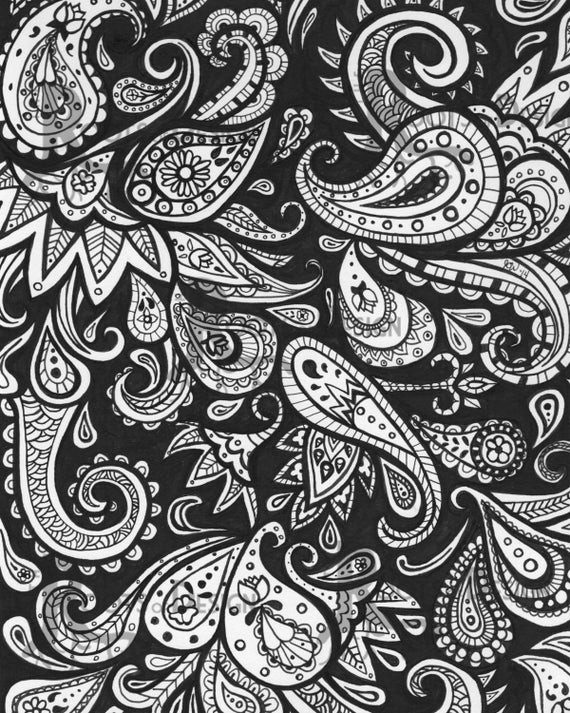 Paisley Printable Coloring Pages
 INSTANT DOWNLOAD Coloring Page Paisley Art Print zentangle