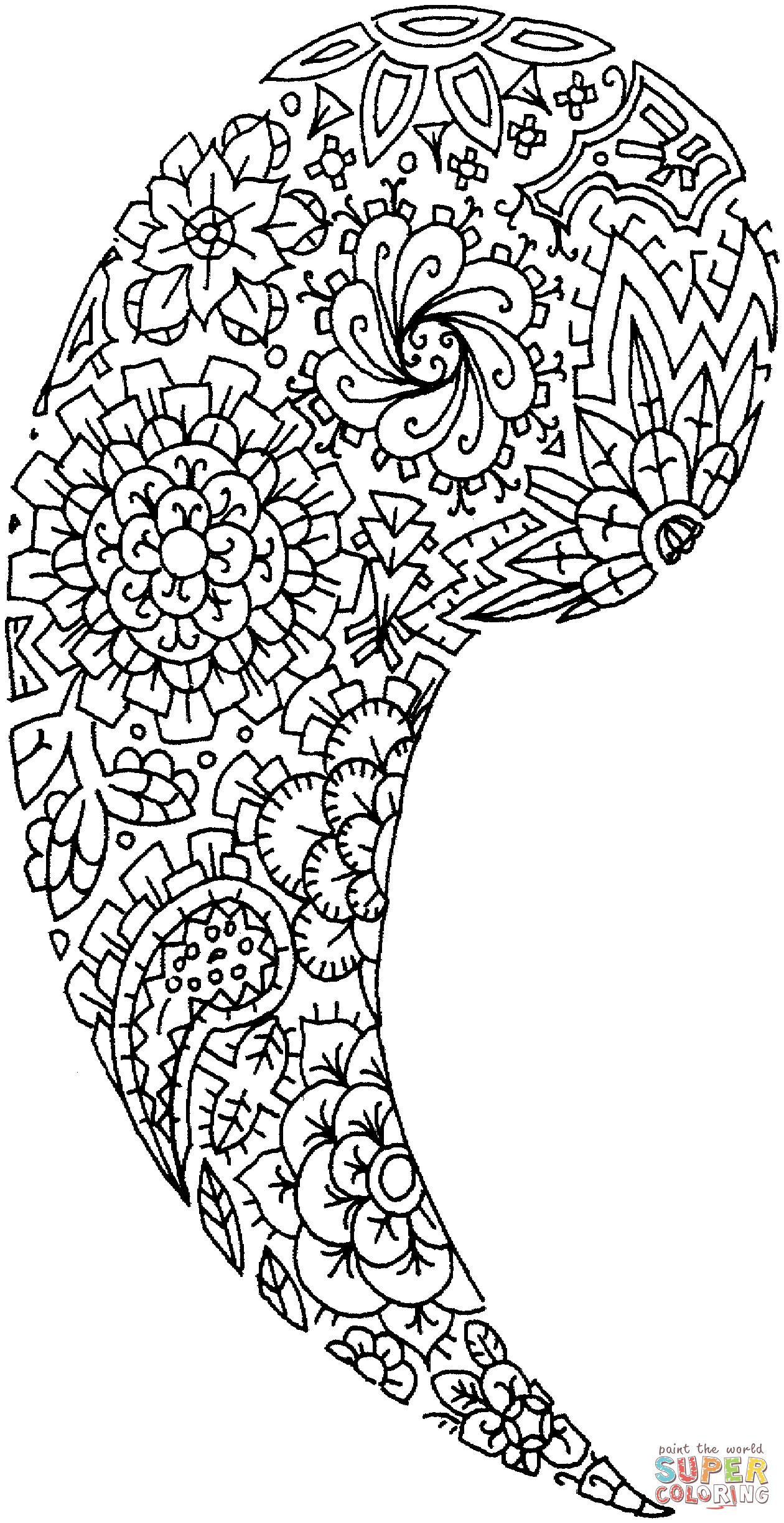 Paisley Printable Coloring Pages
 Floral Paisley coloring page