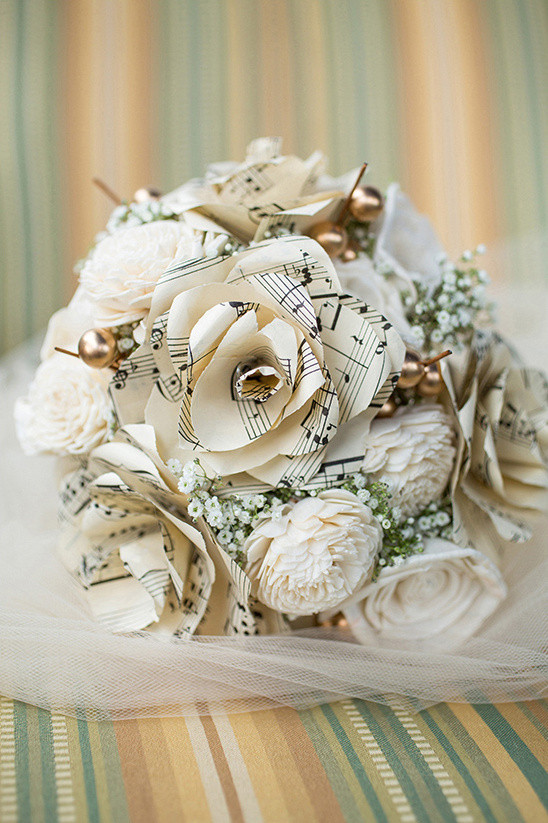 Paper Flower Wedding Bouquet
 Music Loving New Orleans Wedding
