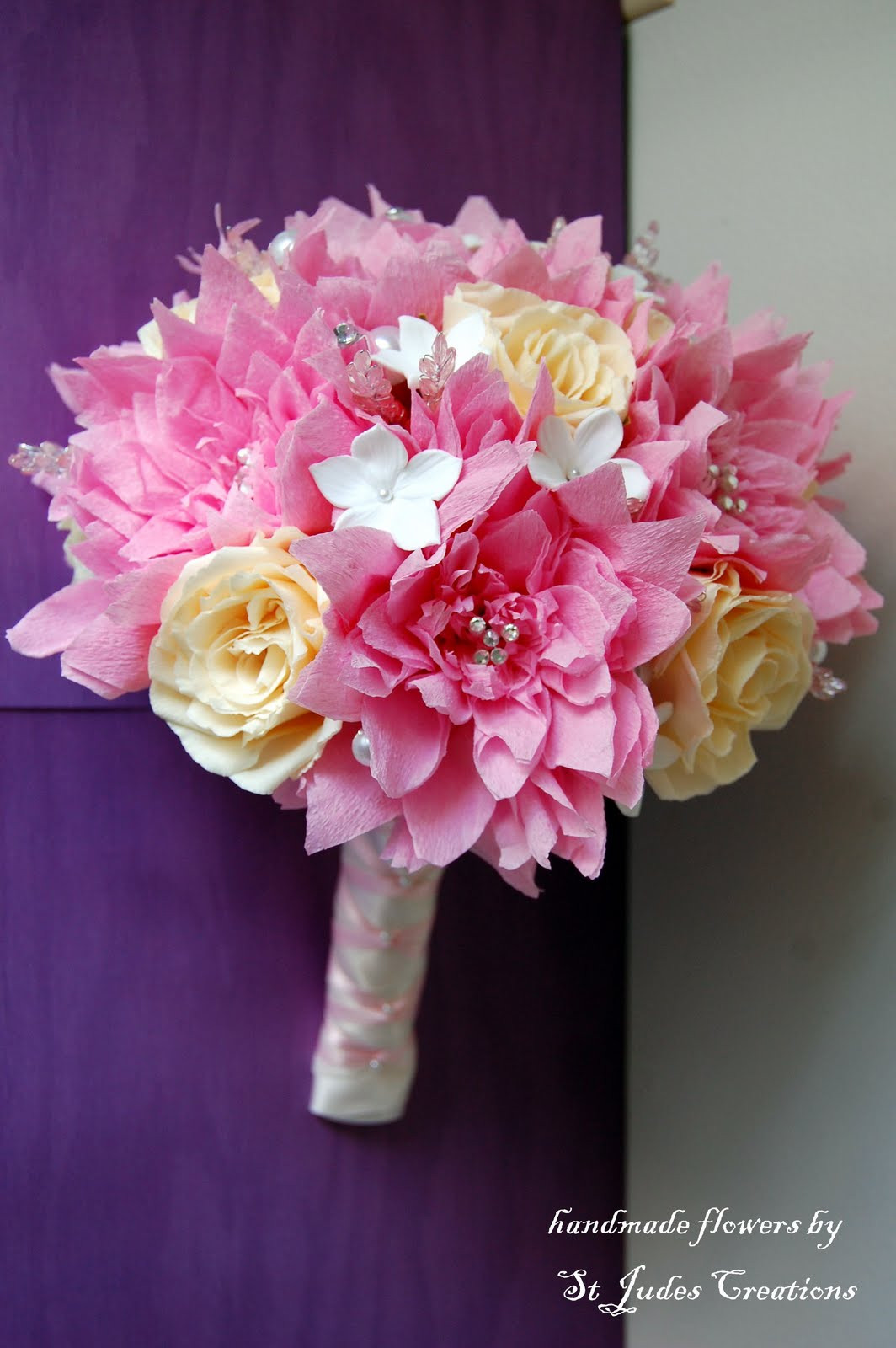 Paper Flower Wedding Bouquet
 Pink dahlia paper flower wedding bouquet