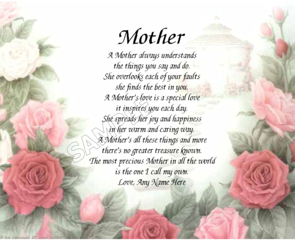 Personalized Mother's Day Gifts
 MOTHER FLORAL PERSONALIZED ART POEM MEMORY BIRTHDAY MOTHER