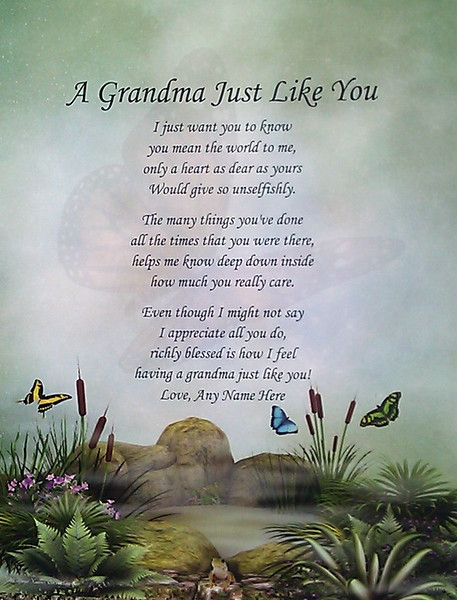 Personalized Mother's Day Gifts
 A GRANDMA LIKE YOU PERSONALIZED POEM BIRTHDAY CHRISTMAS