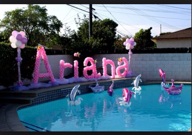 Pool Party Ideas For 16Th Birthday
 Pool party name balloons pool party Pinterest