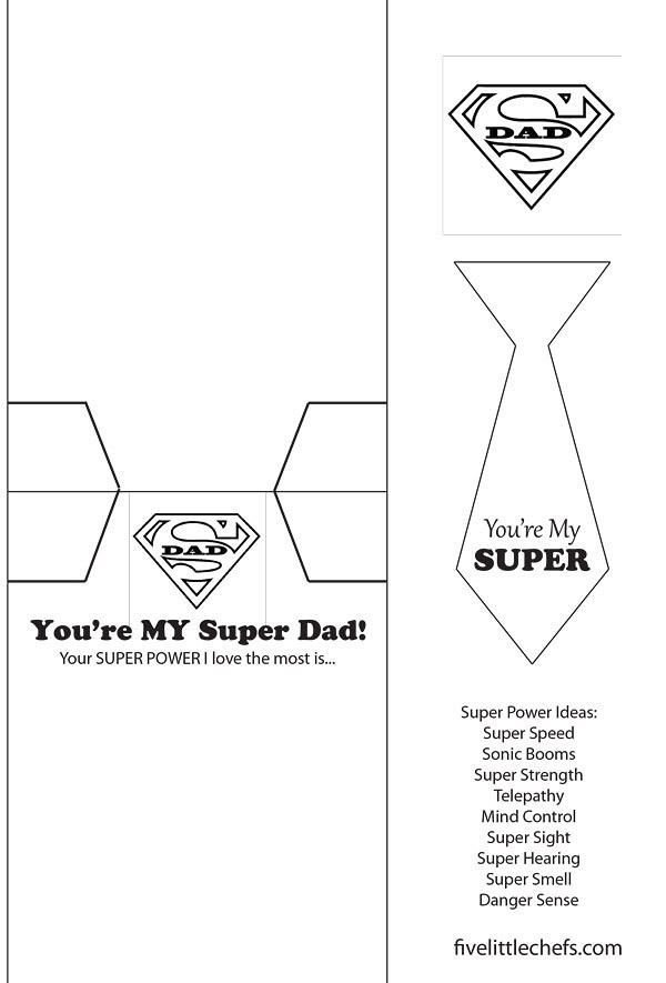 Printable Fathers Day Craft
 Father s Day Card Super Dad