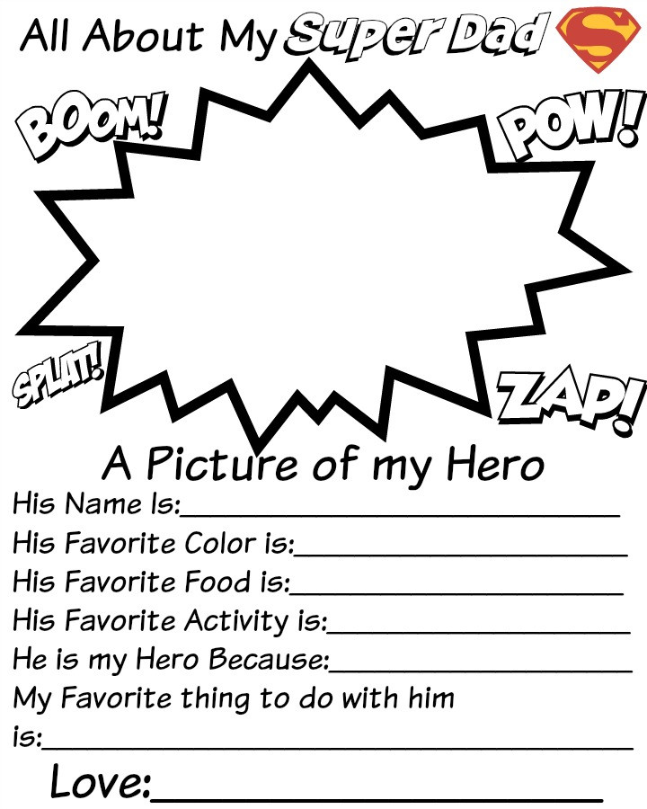 Printable Fathers Day Craft
 Free Father s Day Printable For Kids Who is Your Super Hero