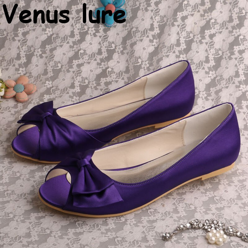 Purple Satin Wedding Shoes
 Name Brand Summer Ballet Flats for Wedding Purple Satin