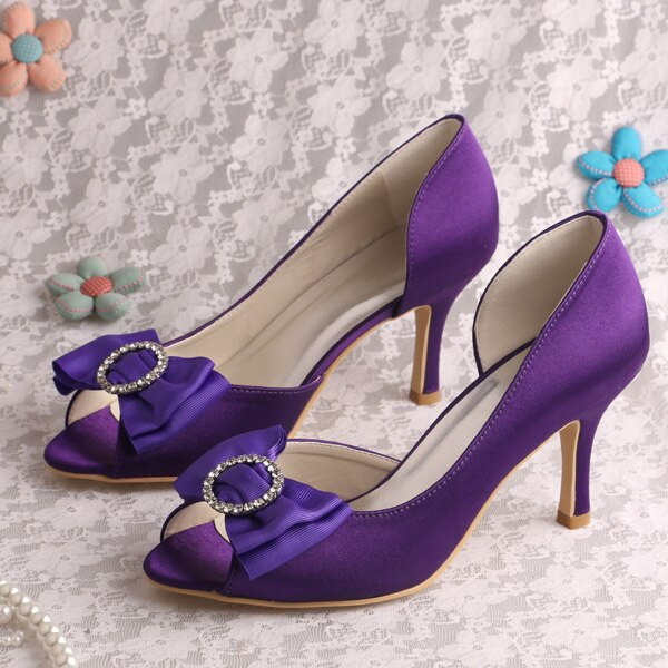 Purple Satin Wedding Shoes
 20 Colors Wedopus Elegant Women Wedding Shoes Purple