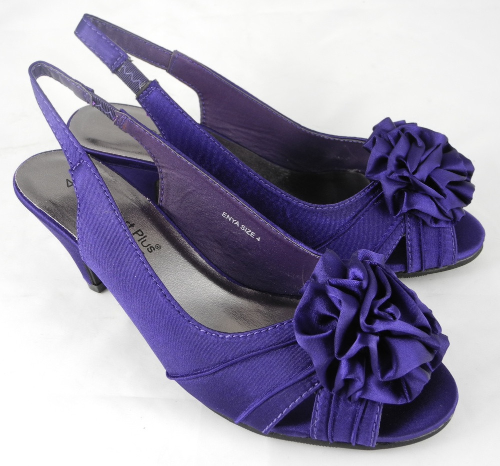 Purple Satin Wedding Shoes
 Womens La s Wide Fitting Kitten Heel Wedding Shoes