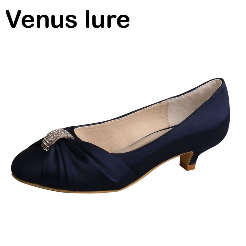 Purple Satin Wedding Shoes
 Venus lure Custom Handmade Closed Toe Purple Satin Low
