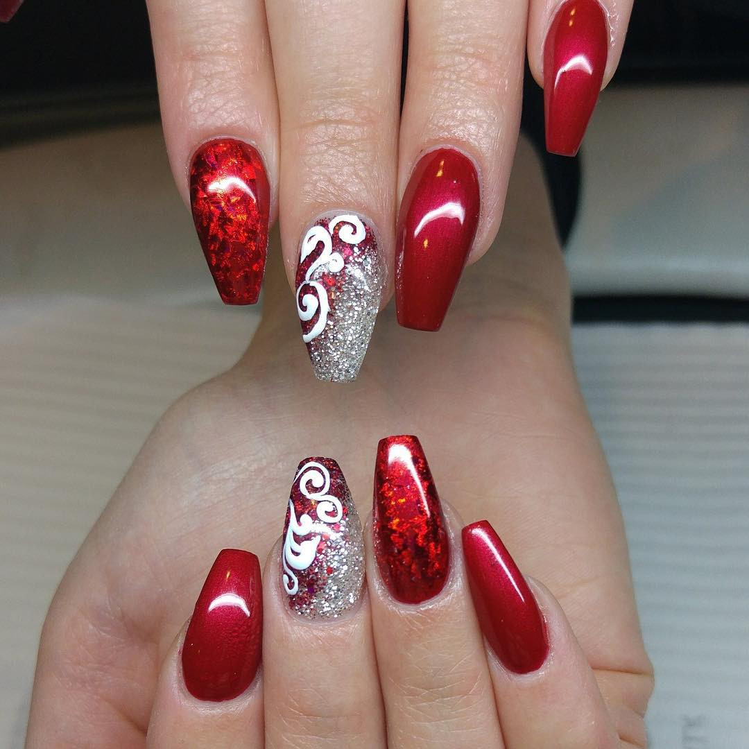 Red Wedding Nails
 26 Red and Silver Glitter Nail Art Designs Ideas