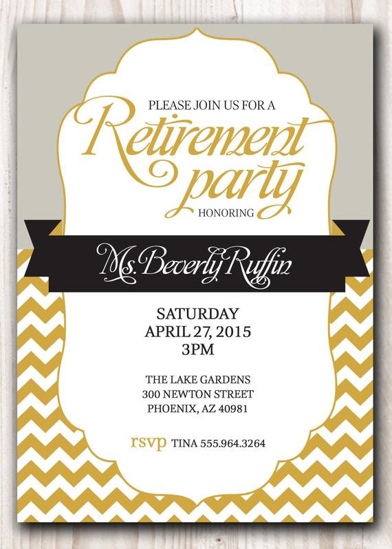 Retirement Party Invitation Ideas
 RETIREMENT PARTY Invitation Gold and Silver or Pick any