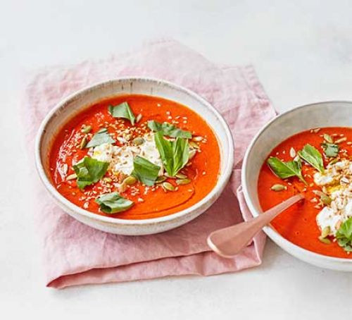 Roasted Red Pepper Tomato Soup
 Roasted red pepper & tomato soup with ricotta recipe
