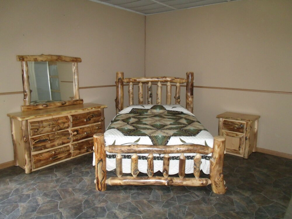 Rustic Bedroom Furniture Sets
 Rustic Aspen Log BEDROOM SET KING plete Bed Dresser
