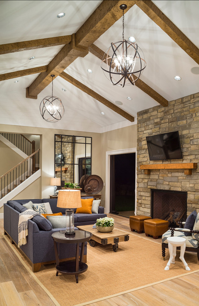 Rustic Living Room Lighting
 Stylish Family Home with Transitional Interiors Home