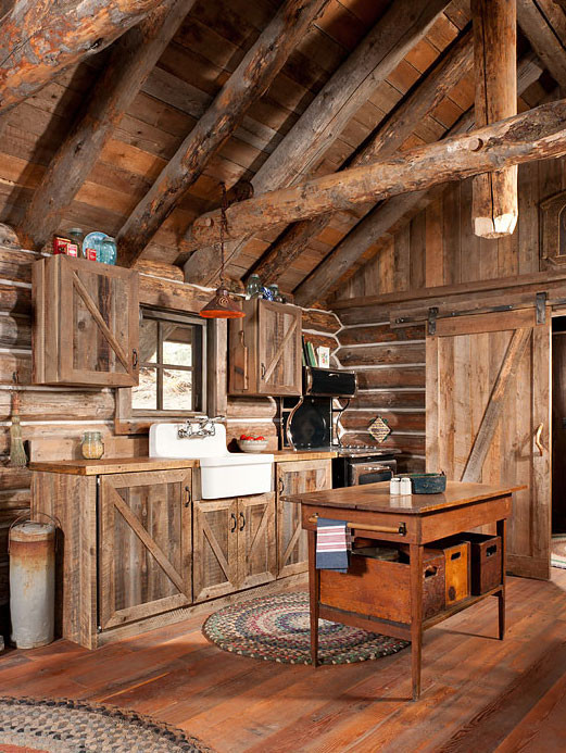Rustic Log Cabin Kitchens
 Gorgeous rustic log cabin kitchen from f Grid World