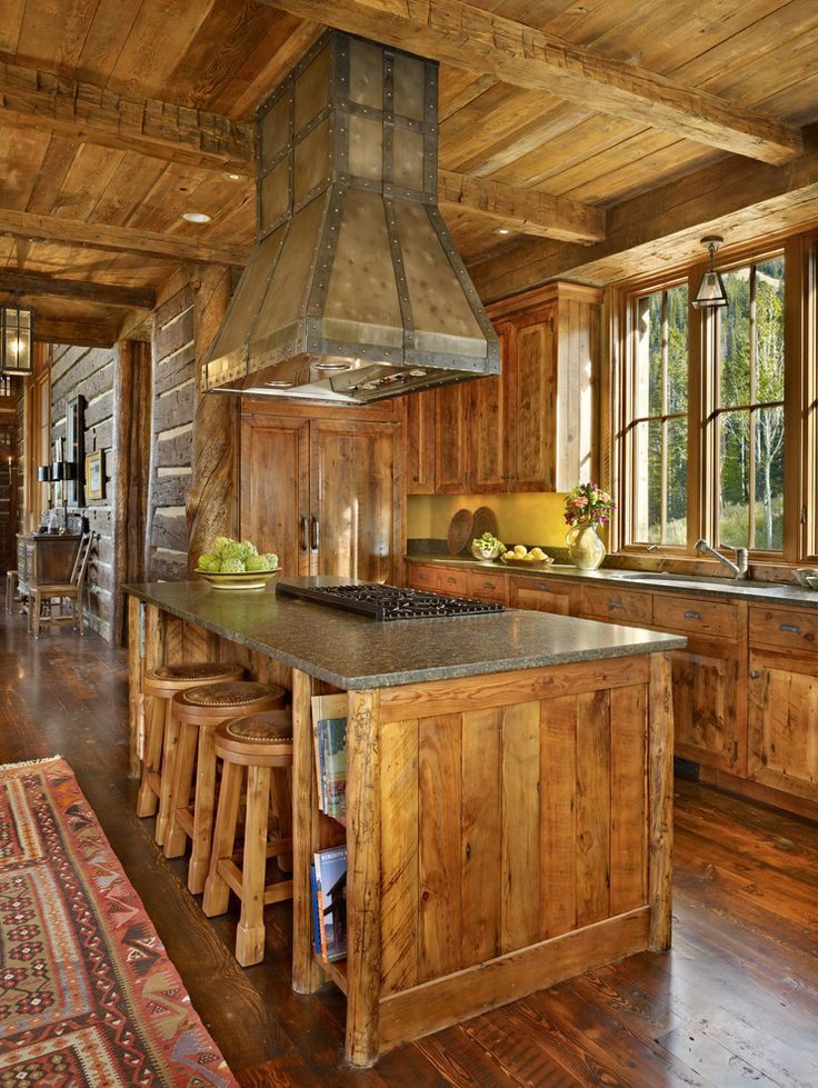 Rustic Log Cabin Kitchens
 The 25 best Rustic kitchen island ideas on Pinterest