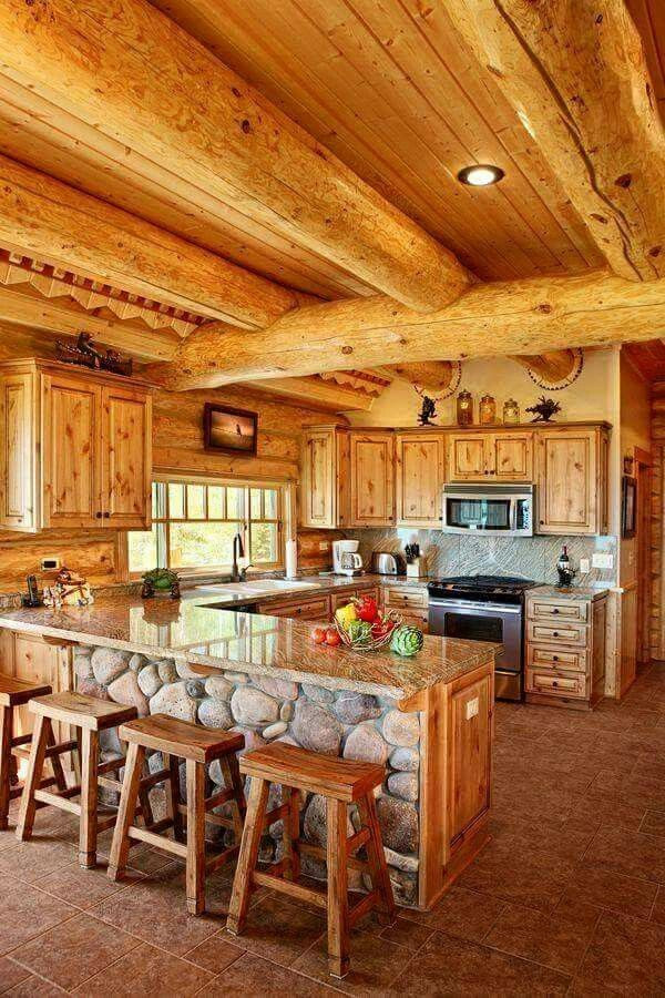 Rustic Log Cabin Kitchens
 Favorite kitchen Dream Home in 2019
