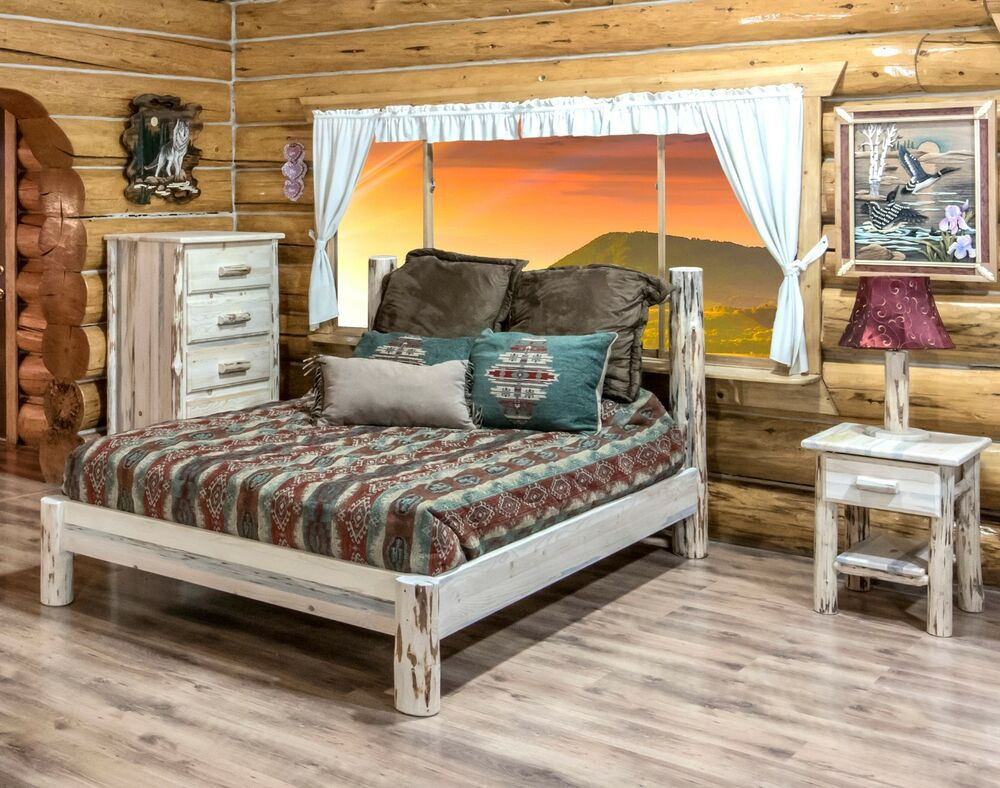 Rustic Queen Bedroom Set
 AMISH Log Bedroom SET Rustic Log Cabin Bed Dresser and
