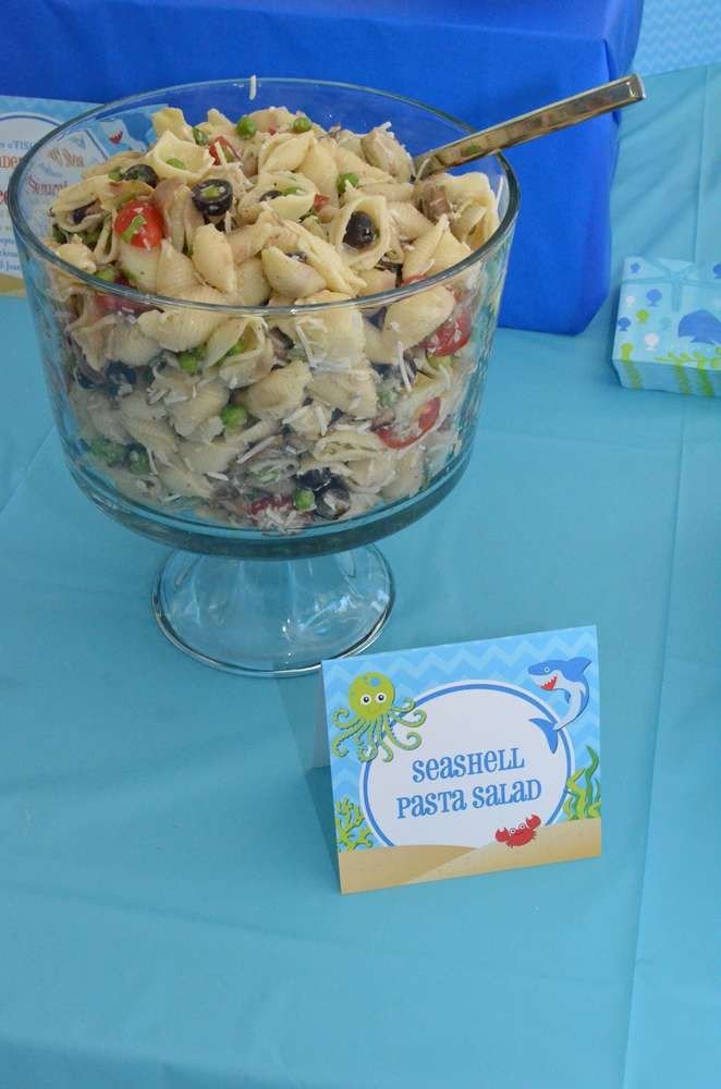 Seashell Pasta Salad
 Seashell pasta salad at an under the sea birthday party