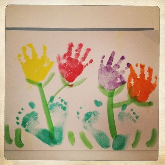 Spring Art And Craft Activities For Toddlers
 Hand Print Tulips and Footprint pots they grow in for a