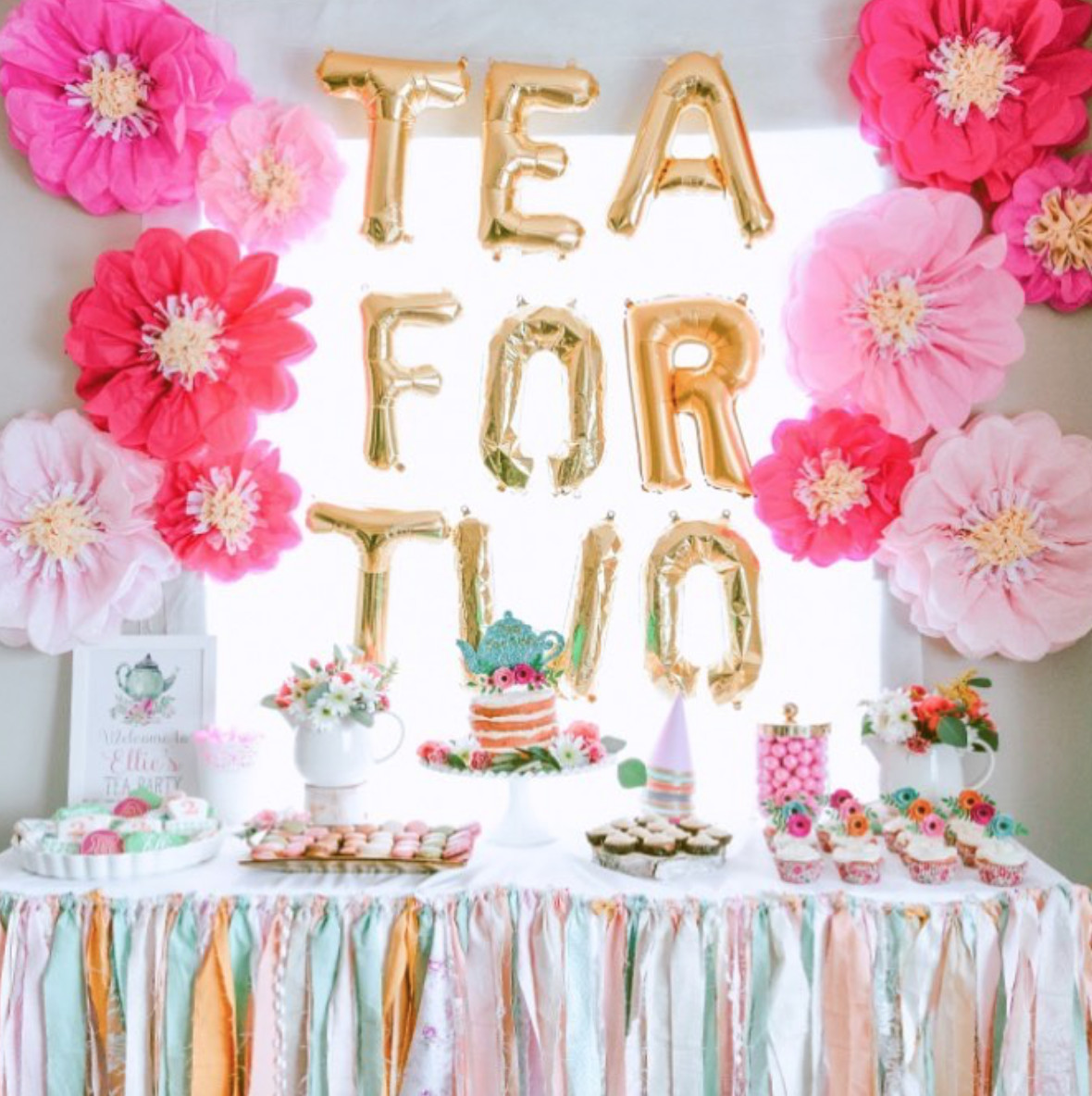 Tea For Two Party Ideas
 Tissue Paper Flowers wedding backdrop first birthday