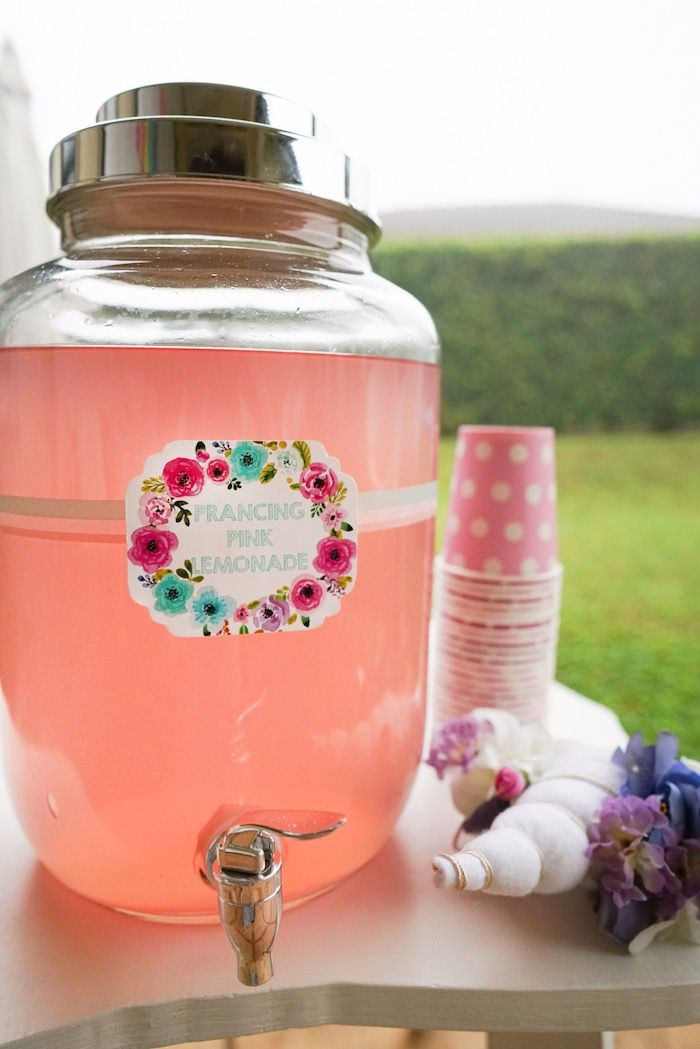 Unicorn Theme Tea Party Food Ideas For Girls
 Pink prancing lemonade from a Pastel Unicorn Birthday