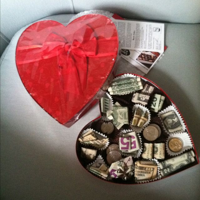 Valentine'S Day Treats &amp; Diy Gift Ideas
 Using an empty box of chocolates & several denominations