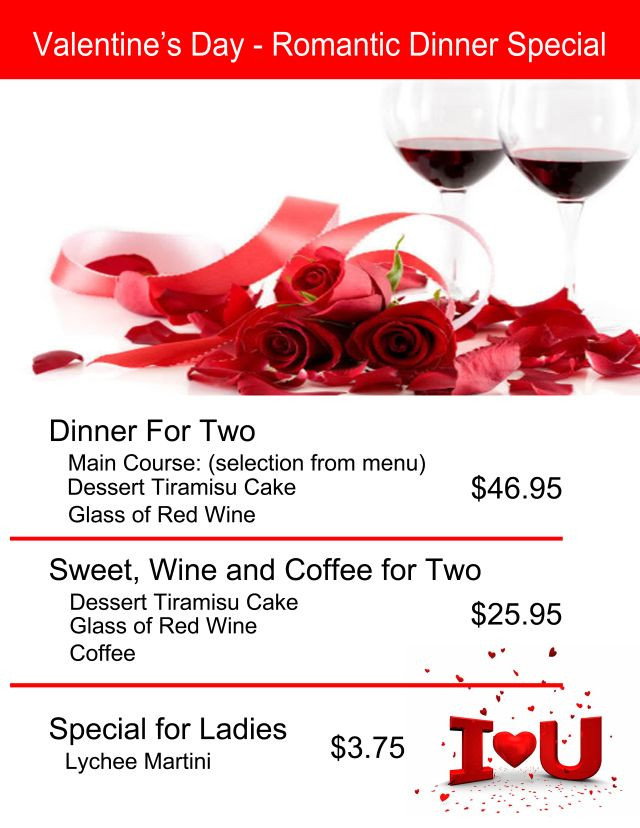Valentines Day Dinner Specials
 Fregata Past Events