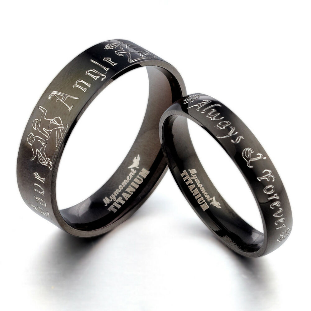 Wedding Rings For Him And Her Matching
 Black Couple His&Her Anyword Matching Wedding Engagement