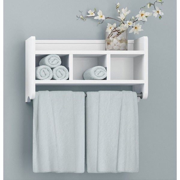 White Bathroom Wall Shelf
 Shop Alaterre 25 inch Wood Bath Storage Shelf with Towel
