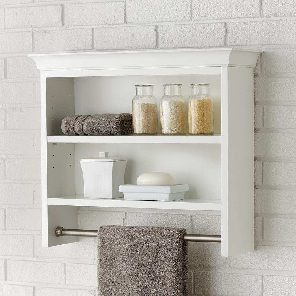 White Bathroom Wall Shelf
 Home Decorators Collection Creeley 7 1 20 in L x 20 1 2