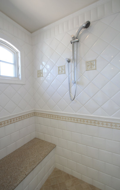 White Tile Bathroom Shower
 Tan and White Bathroom Shower Modern Bathroom san