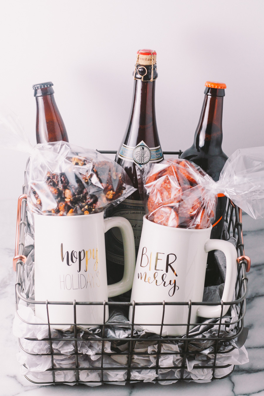 Wine Basket Gift Ideas
 homemade holiday beer t basket plays well with butter
