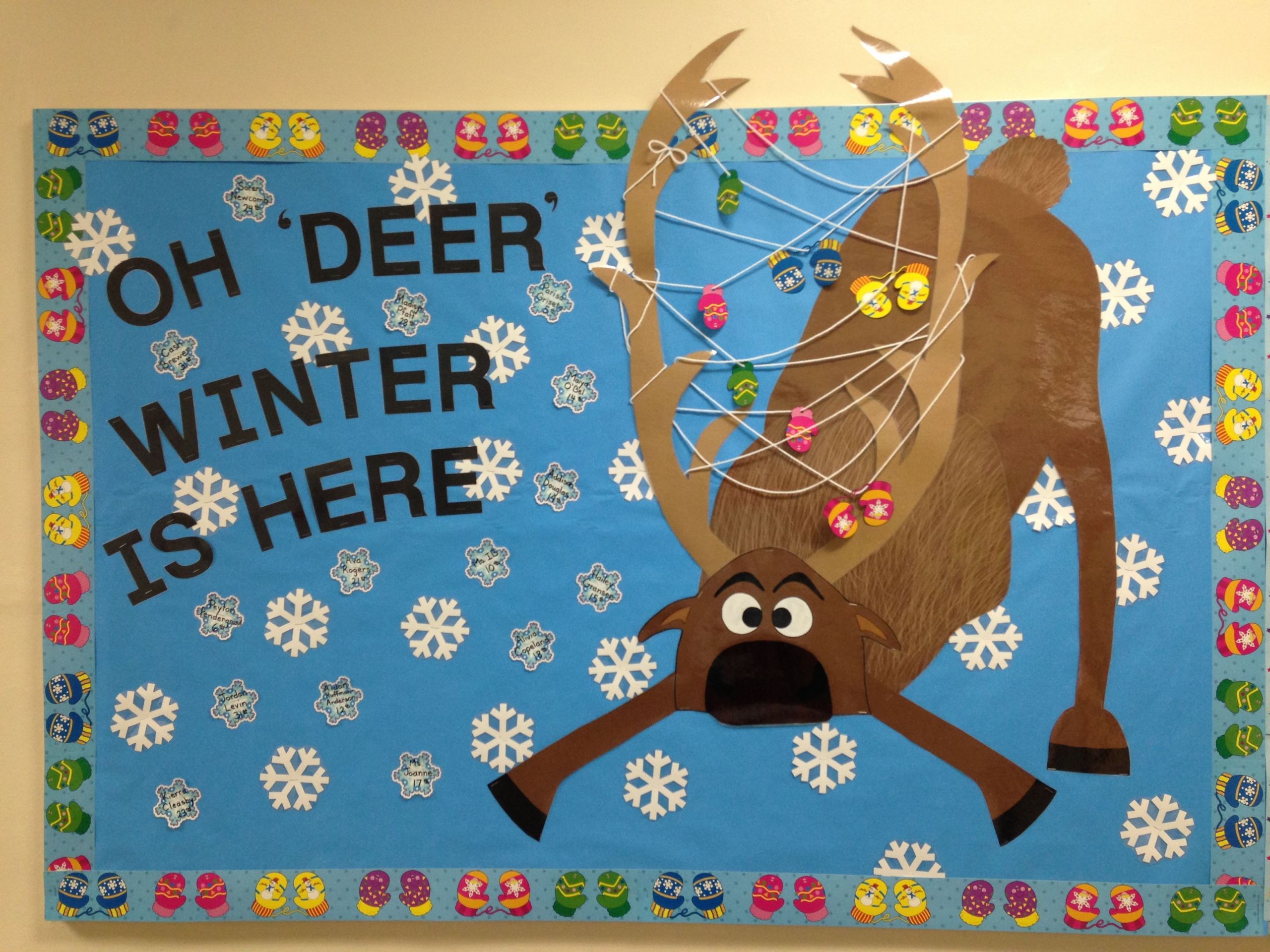 Winter Bulletin Board Ideas Elementary School
 December Winter bulletin board Oh Deer Winter Is Here