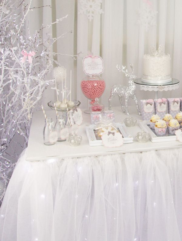 Winter Themed Desserts
 Whimsical & Wintery Snow Princess Dessert Table